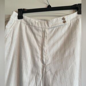 Linen Pin Stripe wide leg cropped pants. White House Black Market Size 14
